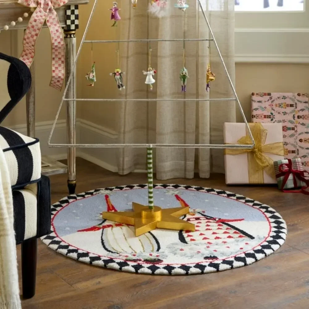 NEW Mackenzie-Childs Patience Brewster Santa Penguins 3' Round Rug